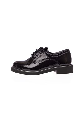  Kent Shop Siyah Rugan Bağcıklı Kadın Günlük Ayakkabı
