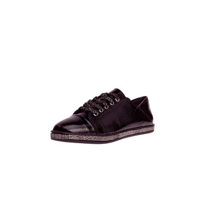  Kent Shop Siyah Rugan Bağcıklı Kadın Günlük Ayakkabı