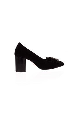  Kent Shop Siyah Süet 7 Cm Taşlı Kadın Topuklu Ayakkabı