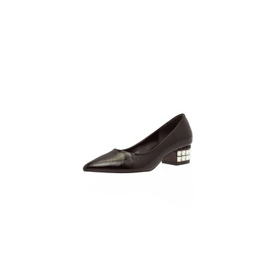  Kent Shop Siyah Rugan 4 Cm Taşlı Kadın Topuklu Ayakkabı