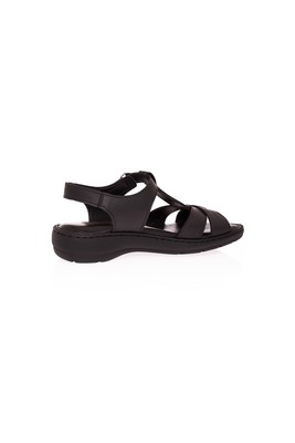  Muya Siyah 3,5 Cm Hakiki Deri Comfort Kadın Sandalet