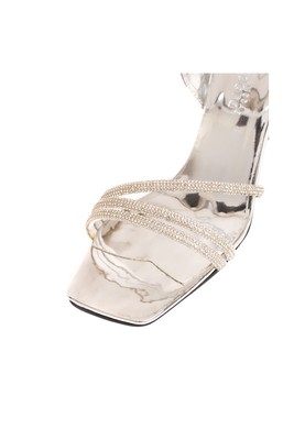  Kent Shop Gümüş Ayna 8 Cm Taşlı Kadın Abiye Ayakkabı