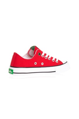  Benetton Kırmızı 2 Cm Keten Kadın Spor Ayakkabı