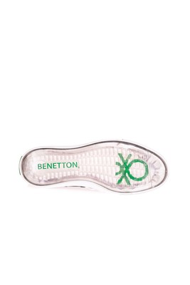  Benetton Siyah-Beyaz 2 Cm Keten Kadın Spor Ayakkabı