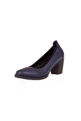  Kent Shop Lacivert 7 Cm Deri Kadın Comfort Ayakkabı