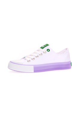  Benetton Beyaz Lila 2 Cm Keten Kadın Spor Ayakkabı