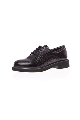  Kent Shop Siyah Kroko Bağcıklı Kadın Günlük Ayakkabı